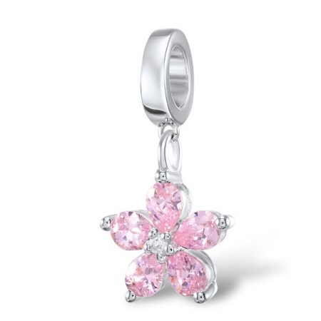Sterling Silver Charms Pink Cubic Zirconia,White Cubic Zirconia (H305237PWZSL925)