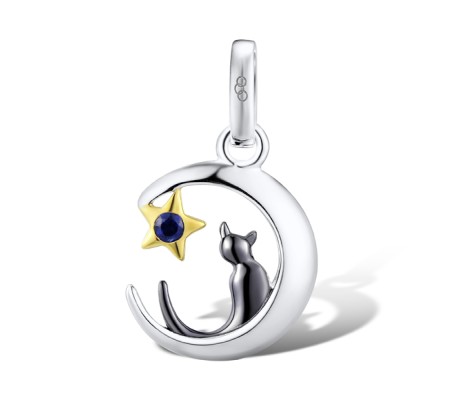 Sterling Silver w/ Yellow Black White Plating Charms Blue Sapphire (H311929SAPSZ925)