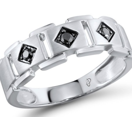 10KWB Mens Ring Black Diamond (M303456BDI10KWB-10.5)