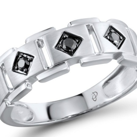 10KWB Mens Ring Black Diamond (M303456BDI10KWB-10.5)