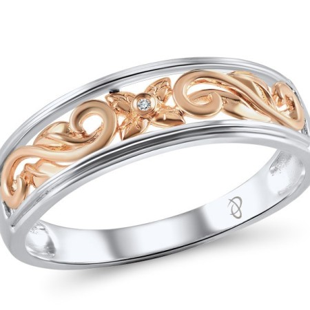 Sterling Silver w/ Ionic Rose Plating Mens Ring White Cubic Zirconia (M305895WCZSQ925)