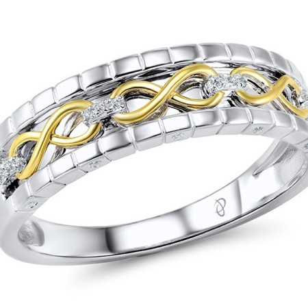 Sterling Silver w/ Ionic Yellow Plating Mens Ring White Cubic Zirconia (M305896WCZSP925)