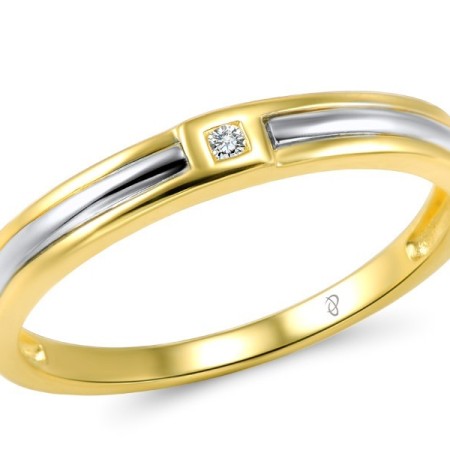 Sterling Silver w/ Ionic Yellow Plating Mens Ring White Cubic Zirconia (M306008WCZSP925-8.75)