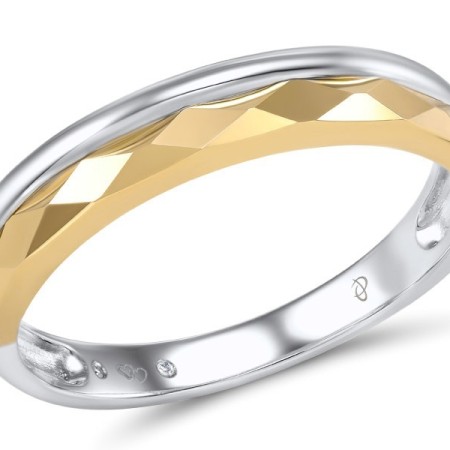 Sterling Silver w/ Ionic Yellow Plating Mens Ring White Cubic Zirconia (M306013WCZSP925)