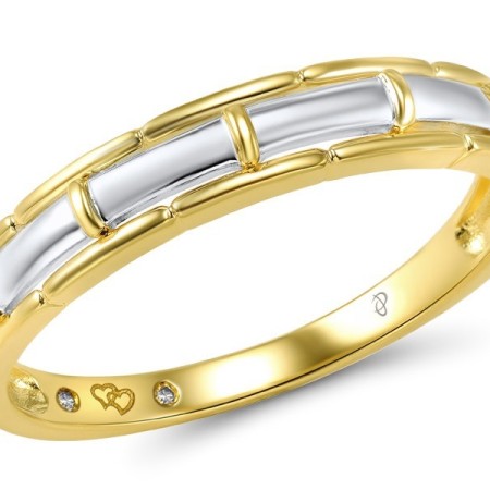 Sterling Silver w/ Ionic Yellow Plating Mens Ring White Cubic Zirconia (M306015WCZSP925-9)