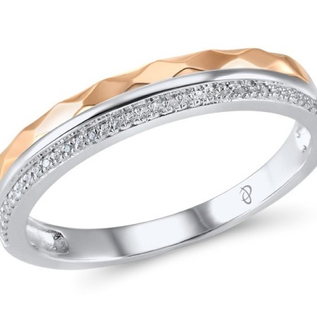 Sterling Silver w/ Ionic Rose Plating Mens Ring White Cubic Zirconia (M306017WCZSQ925)