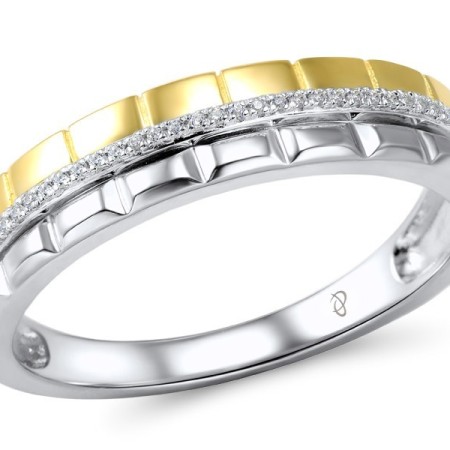 Sterling Silver w/ Ionic Yellow Plating Mens Ring White Cubic Zirconia (M306018WCZSP925)