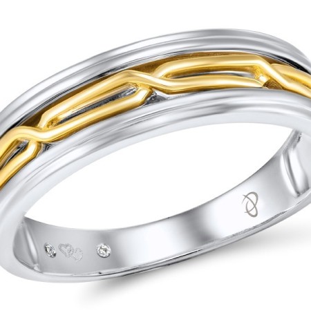 Sterling Silver w/ Ionic Yellow Plating Mens Ring White Cubic Zirconia (M306019WCZSP925)