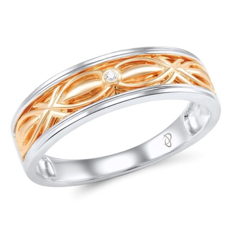 Sterling Silver w/ Ionic Rose Plating Mens Ring White Cubic Zirconia (M306020WCZSQ925-9)