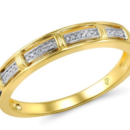 Sterling Silver w/ Ionic Yellow Plating Mens Ring White Cubic Zirconia (M306029WCZSP925)