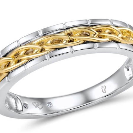 Sterling Silver w/ Ionic Yellow Plating Mens Ring White Cubic Zirconia (M306030WCZSP925)