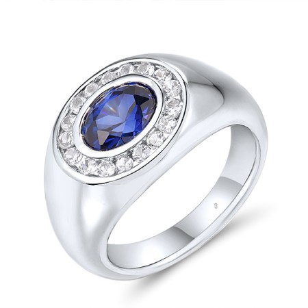 Sterling Silver Mens Ring Created Sapphire,Created white sapphire (M319901CSWSL925)