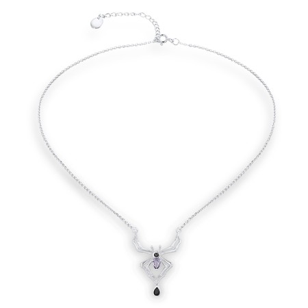 Sterling Silver Necklace Dyed Black Agate,Purple Glass,Black spinel (N304459BASPSL925)