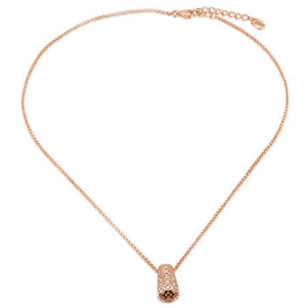 Sterling Silver w/ Rose Plating Necklace White Cubic Zirconia (N305254WCZSR925)