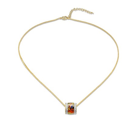 Brass w/ Yellow Gold Plating Necklace Enamel,White Cubic Zirconia (N305487SENA1BRY)