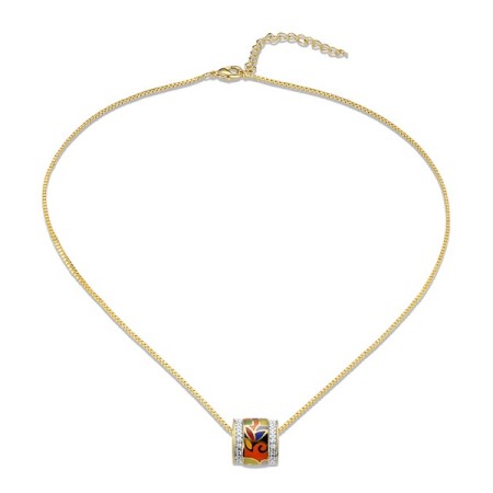 Brass w/ Yellow Gold Plating Necklace Enamel,White Cubic Zirconia (N305487SENA1BRY)