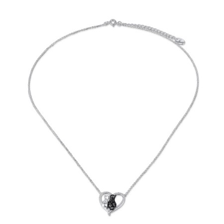 Sterling Silver w/ Black White Plating Necklace Black spinel,White Cubic Zirconia (N305719BSNZSK925)