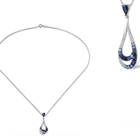 Sterling Silver Necklace White Sapphire,Blue Sapphire,Blue Topaz - SIGNITY (N307424SBSAWSL925)