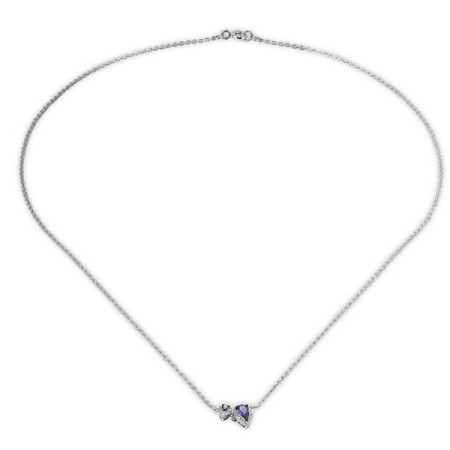 Sterling Silver Necklace Blue Nano Cubic Zirconia,White Cubic Zirconia (N307983BZZSL925)