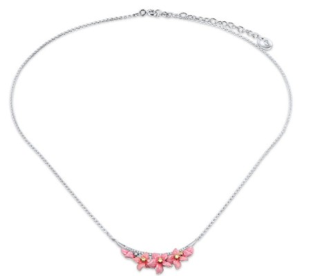 Sterling Silver Necklace Enamel,White Cubic Zirconia,Yellow Cubic Zirconia (N308014ENASL925)