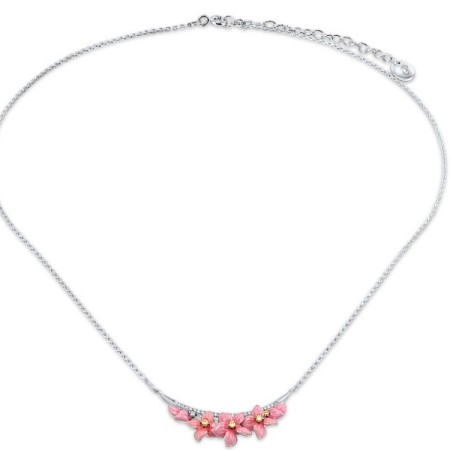 Sterling Silver Necklace Enamel,White Cubic Zirconia,Yellow Cubic Zirconia (N308014ENASL925)