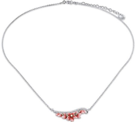 Sterling Silver Necklace Enamel,Green Nano Cubic Zirconia (Per,White Cubic Zirconia (N308016ENASL925)