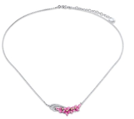 Sterling Silver Necklace Enamel,White Cubic Zirconia,Yellow Cubic Zirconia (N308018ENASL925)