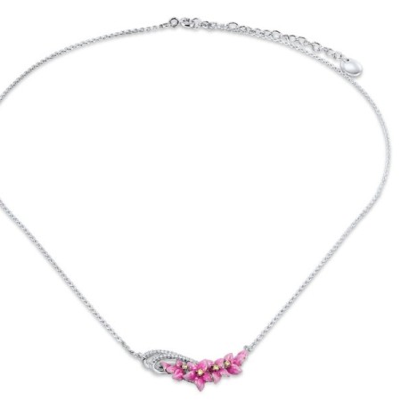 Sterling Silver Necklace Enamel,White Cubic Zirconia,Yellow Cubic Zirconia (N308018ENASL925)