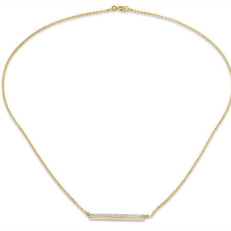 Sterling Silver w/ Yellow Plating Necklace White Cubic Zirconia (N308794WCZSY925)