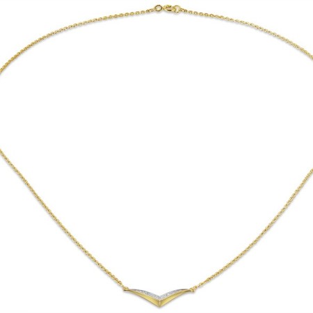 Sterling Silver w/ Yellow Plating Necklace White Cubic Zirconia (N308795WCZSY925)