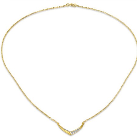 Sterling Silver w/ Yellow Plating Necklace White Cubic Zirconia (N308887WCZSY925)