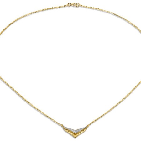 Sterling Silver w/ Yellow Plating Necklace White Cubic Zirconia (N308888WCZSY925)