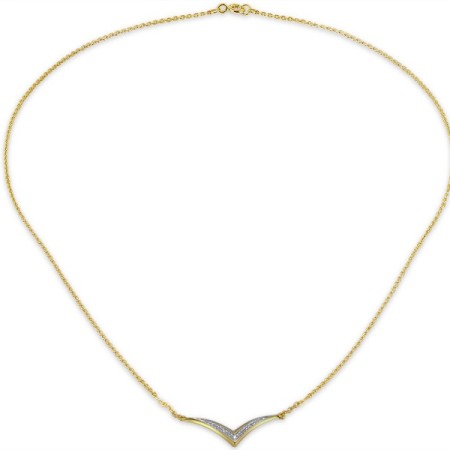 Sterling Silver w/ Yellow Plating Necklace White Cubic Zirconia (N308889WCZSY925)