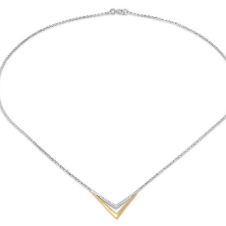 Sterling Silver w/ IONIC YELLOW PLATING Necklace White Cubic Zirconia (N309085WCZSP925)