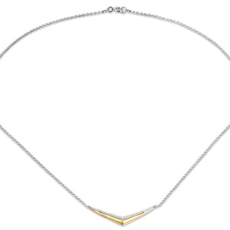 Sterling Silver w/ IONIC YELLOW PLATING Necklace White Cubic Zirconia (N309086WCZSP925)