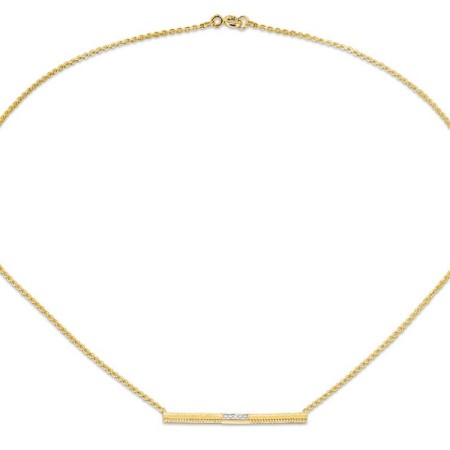 Sterling Silver w/ Yellow Plating Necklace White Cubic Zirconia (N309089WCZSY925)