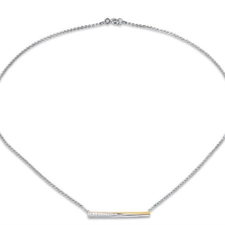 Sterling Silver w/ IONIC YELLOW PLATING Necklace White Cubic Zirconia (N309092WCZSP925)