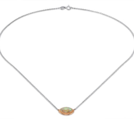 10KRW + SL925 Necklace Created Yellow Opal (N309125CYORW0SL)