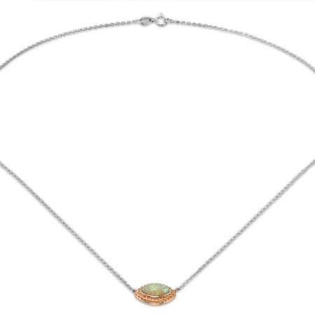 10KRW + SL925 Necklace Created Yellow Opal (N309125CYORW0SL)