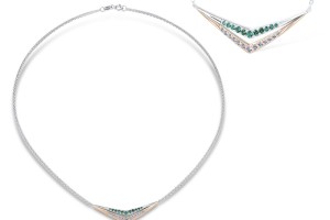 10KR + SL925 Necklace Created Emerald,White Sapphire (N309329CESR0SL)