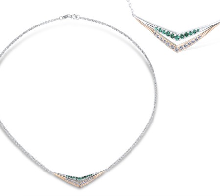 10KR + SL925 Necklace Created Emerald,White Sapphire (N309329CESR0SL)