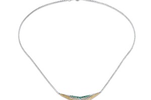 10KY + SL925 Necklace Created Emerald,Created white sapphire (N309329CEWY0SL)