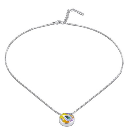 Brass w/ White Gold Plating Necklace Enamel (N309897ENA1BRW)