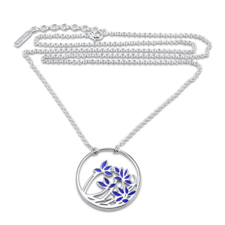 Brass w/ White Gold Plating Necklace Enamel (N309903ENA1BRW)