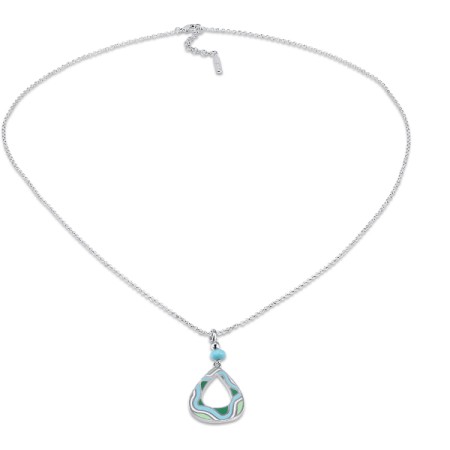 Brass w/ White Gold Plating Necklace Enamel,Synthetic Turquoise (N309923ENABRW)