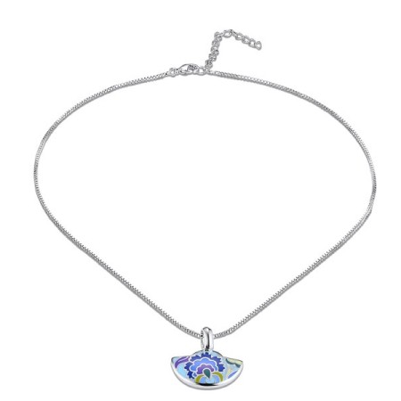 Brass w/ White Gold Plating Necklace Enamel (N310148ENA1BRW)