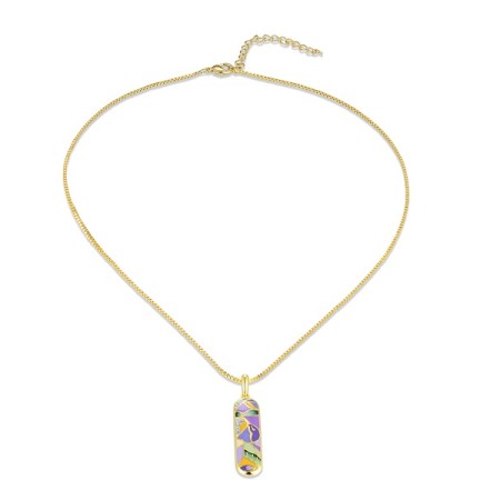 Brass w/ Yellow Gold Plating Necklace Enamel,White Cubic Zirconia (N310245ENA1BRY)