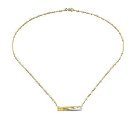 10KY + SL925 Necklace Created Pink Sapphire (N310508CPSY0SL)