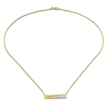 10KY + SL925 Necklace Created Pink Sapphire (N310508CPSY0SL)