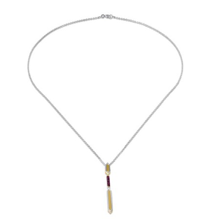 10KY+SK925 Necklace Created Ruby (N310529CRUY0SK)